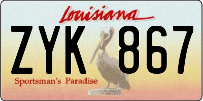 LA license plate ZYK867