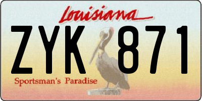 LA license plate ZYK871