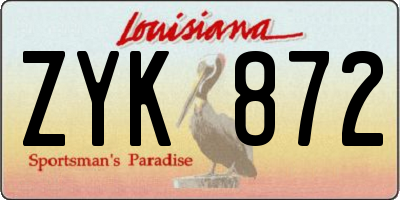 LA license plate ZYK872