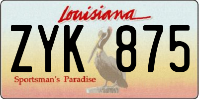 LA license plate ZYK875