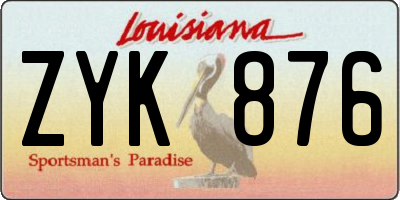 LA license plate ZYK876