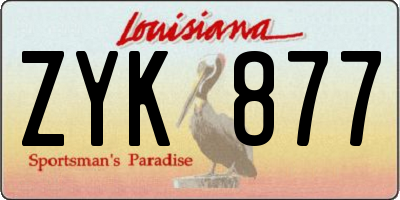 LA license plate ZYK877