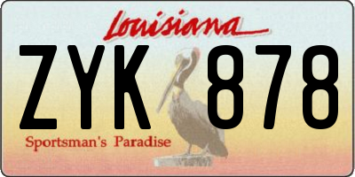 LA license plate ZYK878