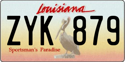 LA license plate ZYK879