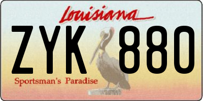 LA license plate ZYK880