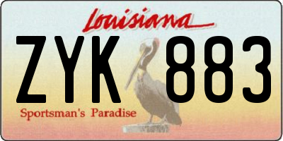 LA license plate ZYK883