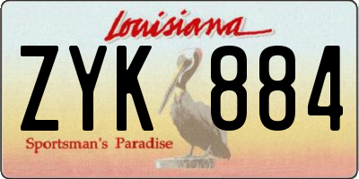 LA license plate ZYK884