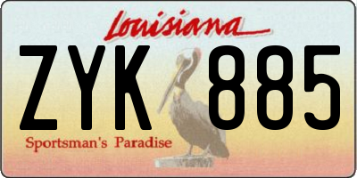 LA license plate ZYK885