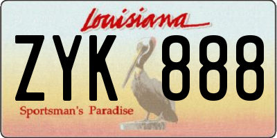 LA license plate ZYK888