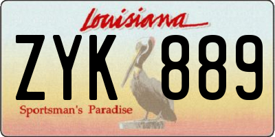 LA license plate ZYK889