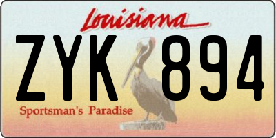 LA license plate ZYK894