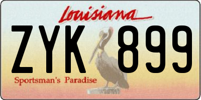 LA license plate ZYK899