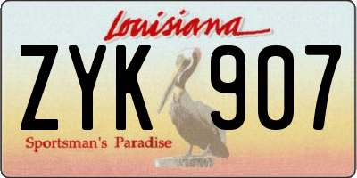 LA license plate ZYK907