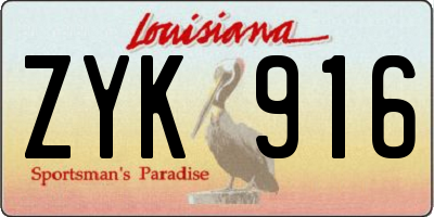LA license plate ZYK916