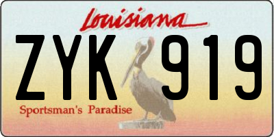 LA license plate ZYK919