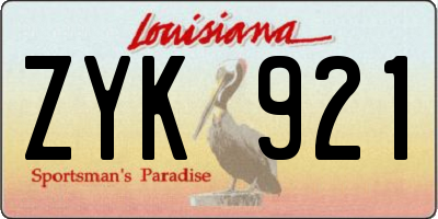 LA license plate ZYK921