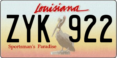 LA license plate ZYK922