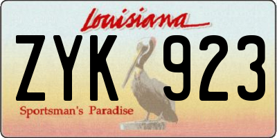 LA license plate ZYK923