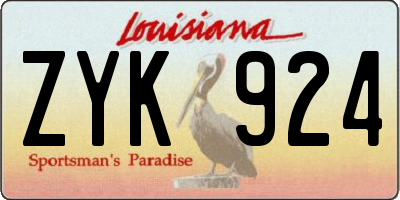 LA license plate ZYK924