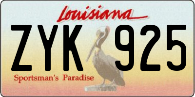 LA license plate ZYK925