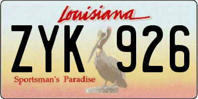 LA license plate ZYK926