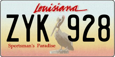 LA license plate ZYK928