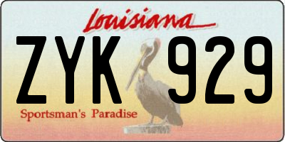 LA license plate ZYK929