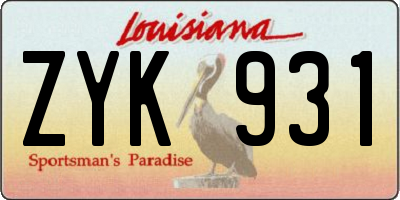 LA license plate ZYK931