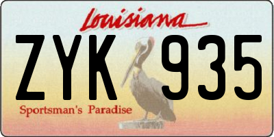 LA license plate ZYK935