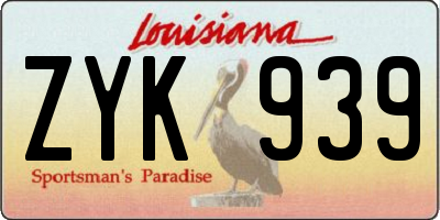 LA license plate ZYK939