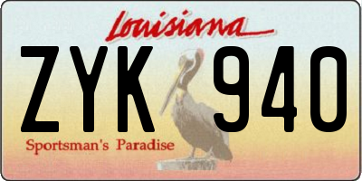 LA license plate ZYK940