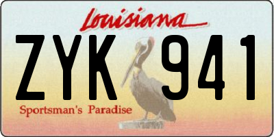 LA license plate ZYK941