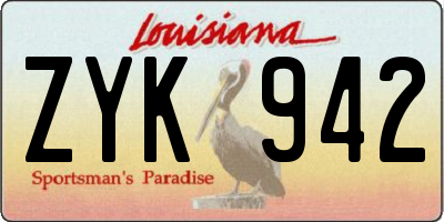 LA license plate ZYK942