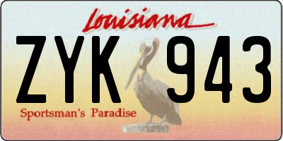 LA license plate ZYK943