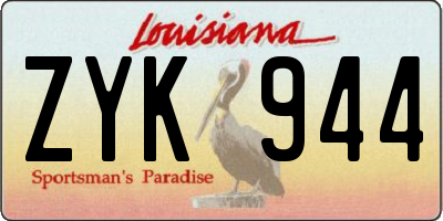 LA license plate ZYK944