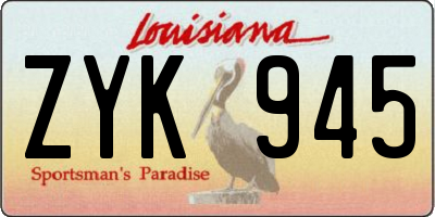 LA license plate ZYK945