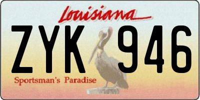 LA license plate ZYK946