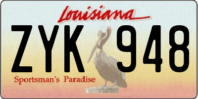 LA license plate ZYK948