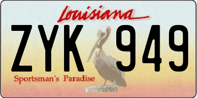 LA license plate ZYK949