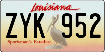 LA license plate ZYK952