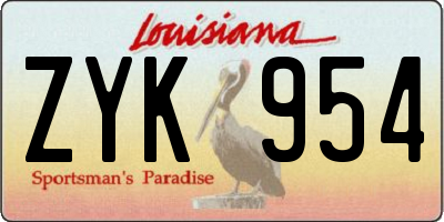 LA license plate ZYK954
