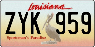 LA license plate ZYK959