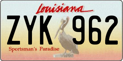 LA license plate ZYK962