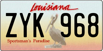 LA license plate ZYK968