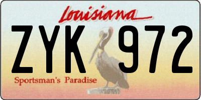 LA license plate ZYK972