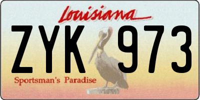 LA license plate ZYK973