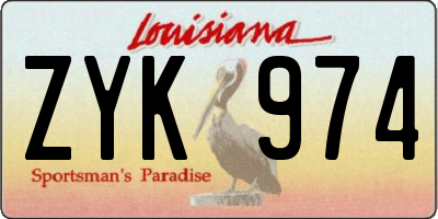 LA license plate ZYK974