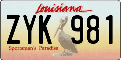 LA license plate ZYK981