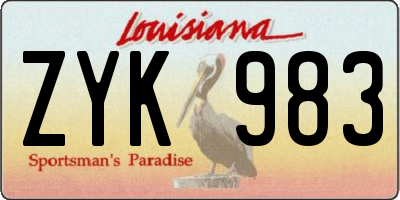 LA license plate ZYK983