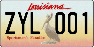 LA license plate ZYL001